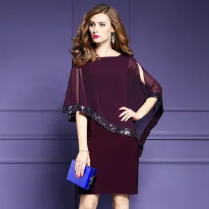 Sophisticated Chiffon Party Knee-length Sequin Dress
