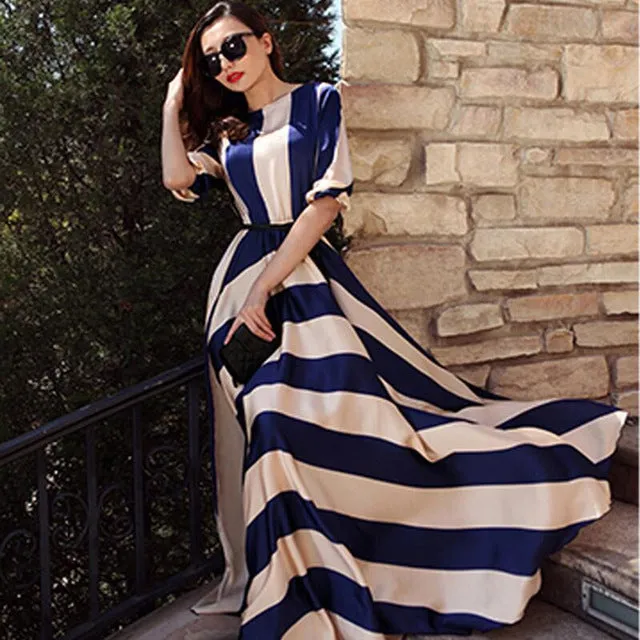Sophisticated Elegant Holiday Beach Summer Chiffon Long Dress