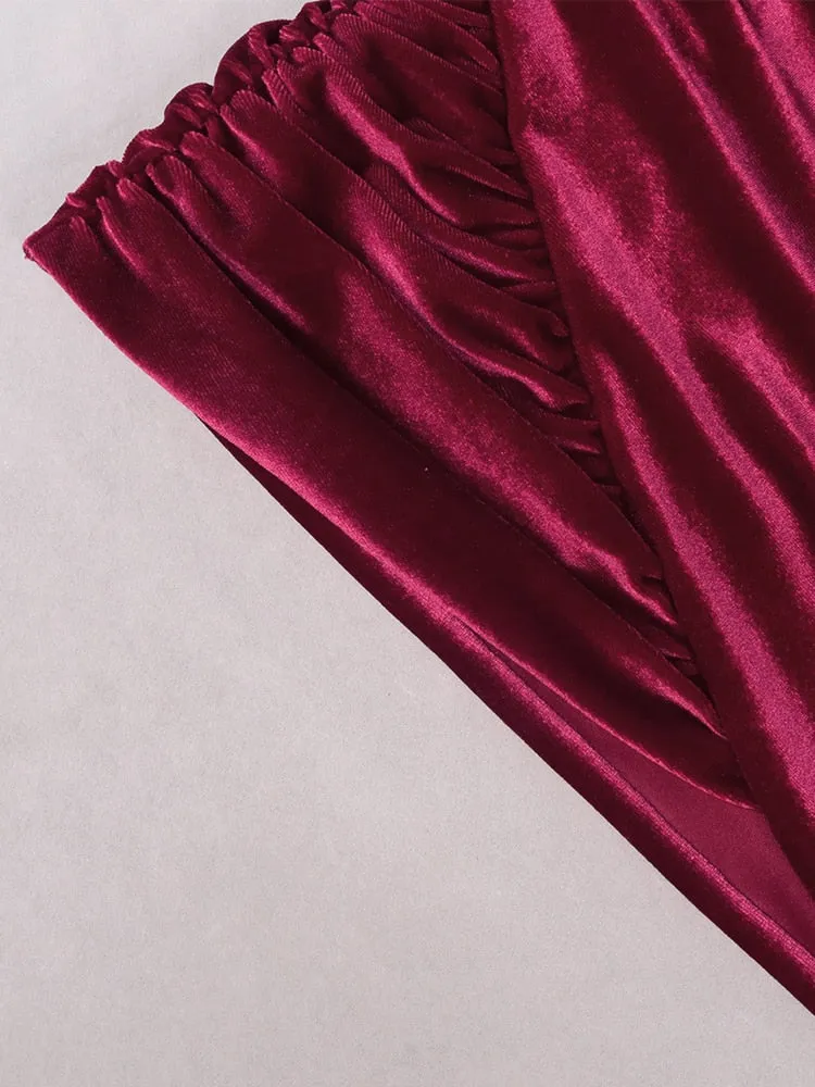 Sophisticated Luxurious Velvet Off-Shoulder Fitted Dress