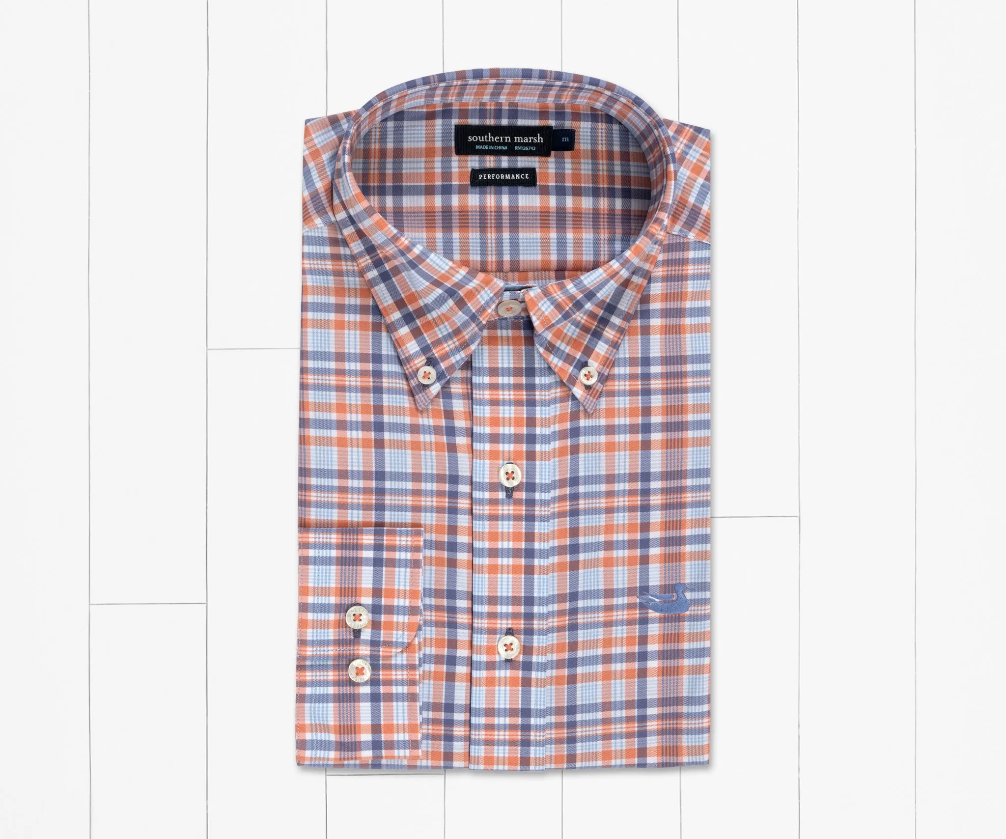 southen marsh Nassau Performance Plaid Dress Shirt- Mountain Purple and Washed Red