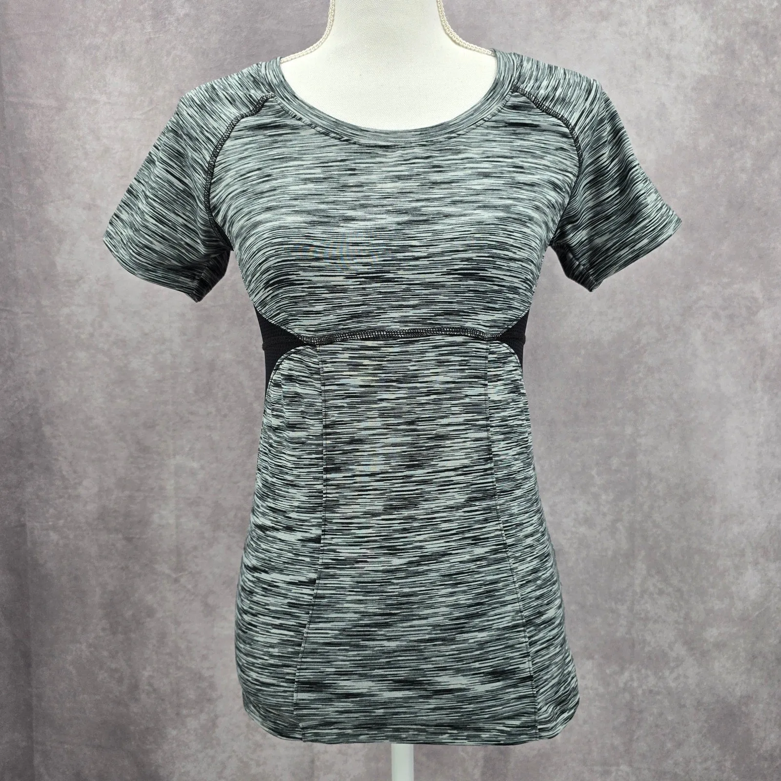 Soybu Gray Black Activewear Sportswear Performance Tshirt Top Extra Small XS