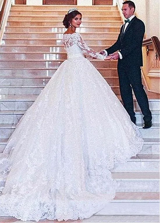 Spaghetti Straps Wedding Dress With Lace
