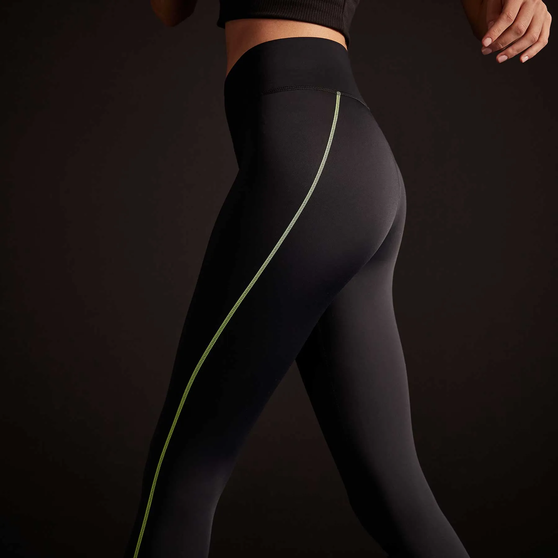 Spiral Seam Legging - Black/Yellow/Grey