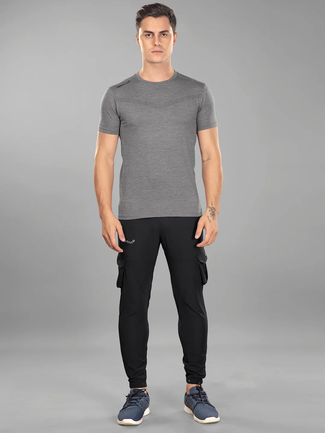 Sport Sun Playcool Pro Round Neck Charcoal T Shirt