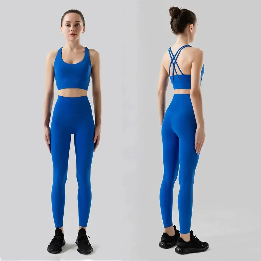 Sports Bra and Leggings Two-Piece Set - Women's Gym Outfit