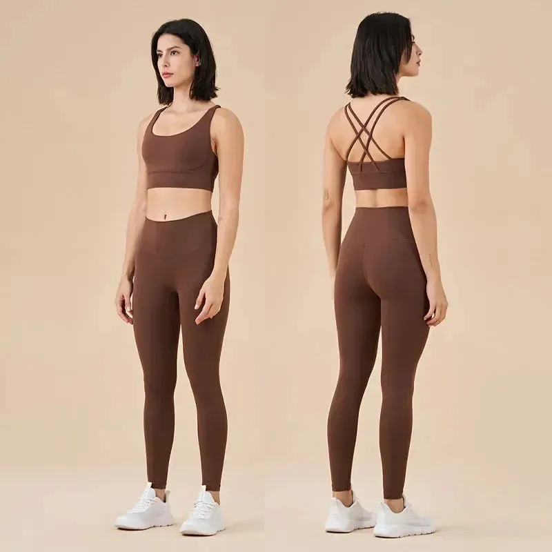 Sports Bra and Leggings Two-Piece Set - Women's Gym Outfit