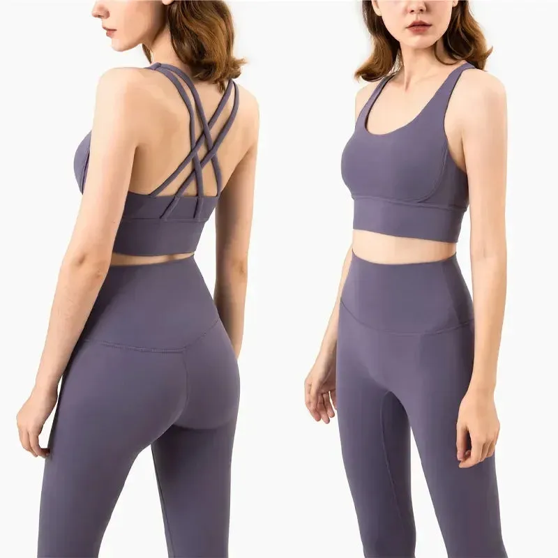 Sports Bra and Leggings Two-Piece Set - Women's Gym Outfit