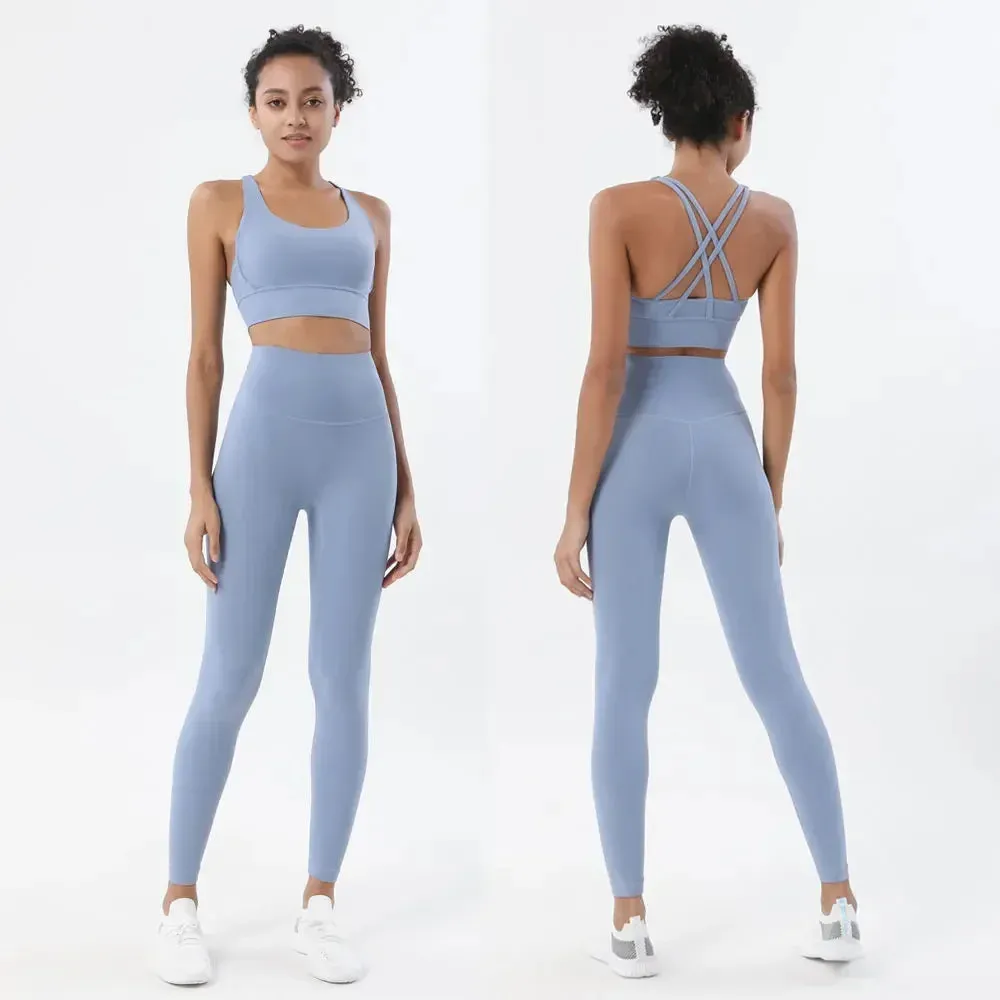 Sports Bra and Leggings Two-Piece Set - Women's Gym Outfit