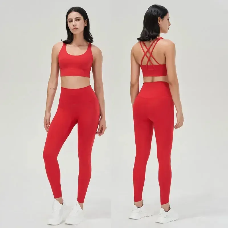 Sports Bra and Leggings Two-Piece Set - Women's Gym Outfit