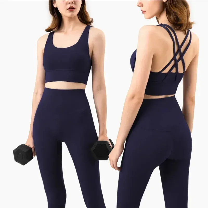 Sports Bra and Leggings Two-Piece Set - Women's Gym Outfit