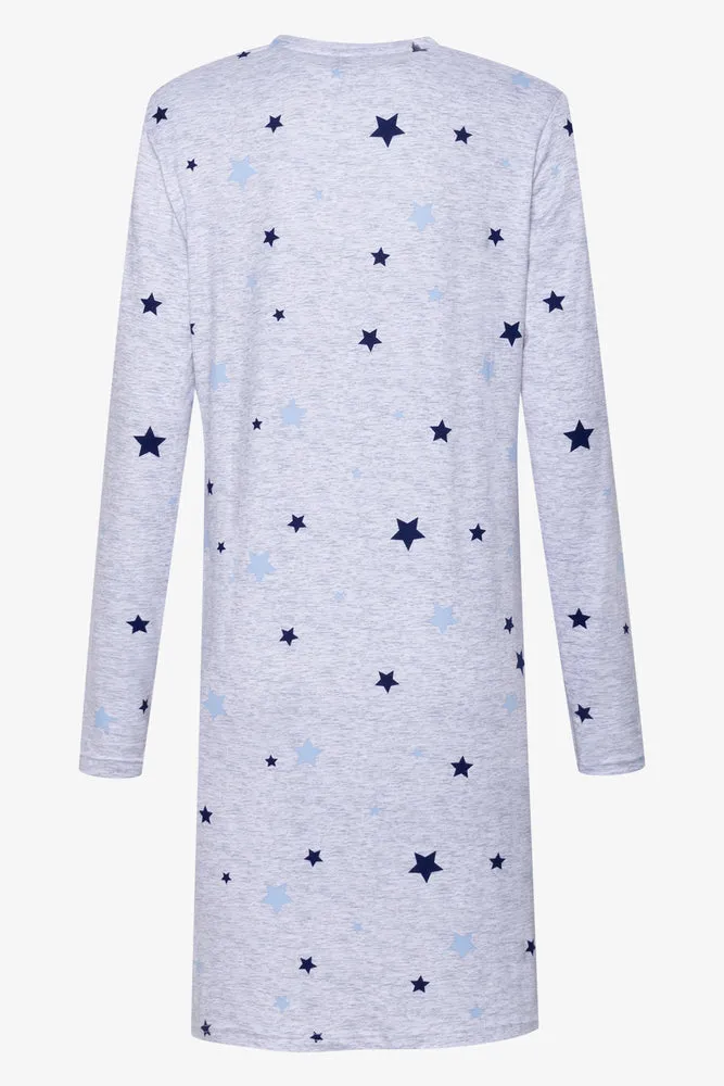 Star Long Sleeve Sleepshirt Grey