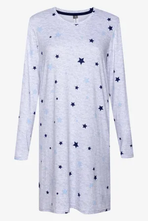 Star Long Sleeve Sleepshirt Grey