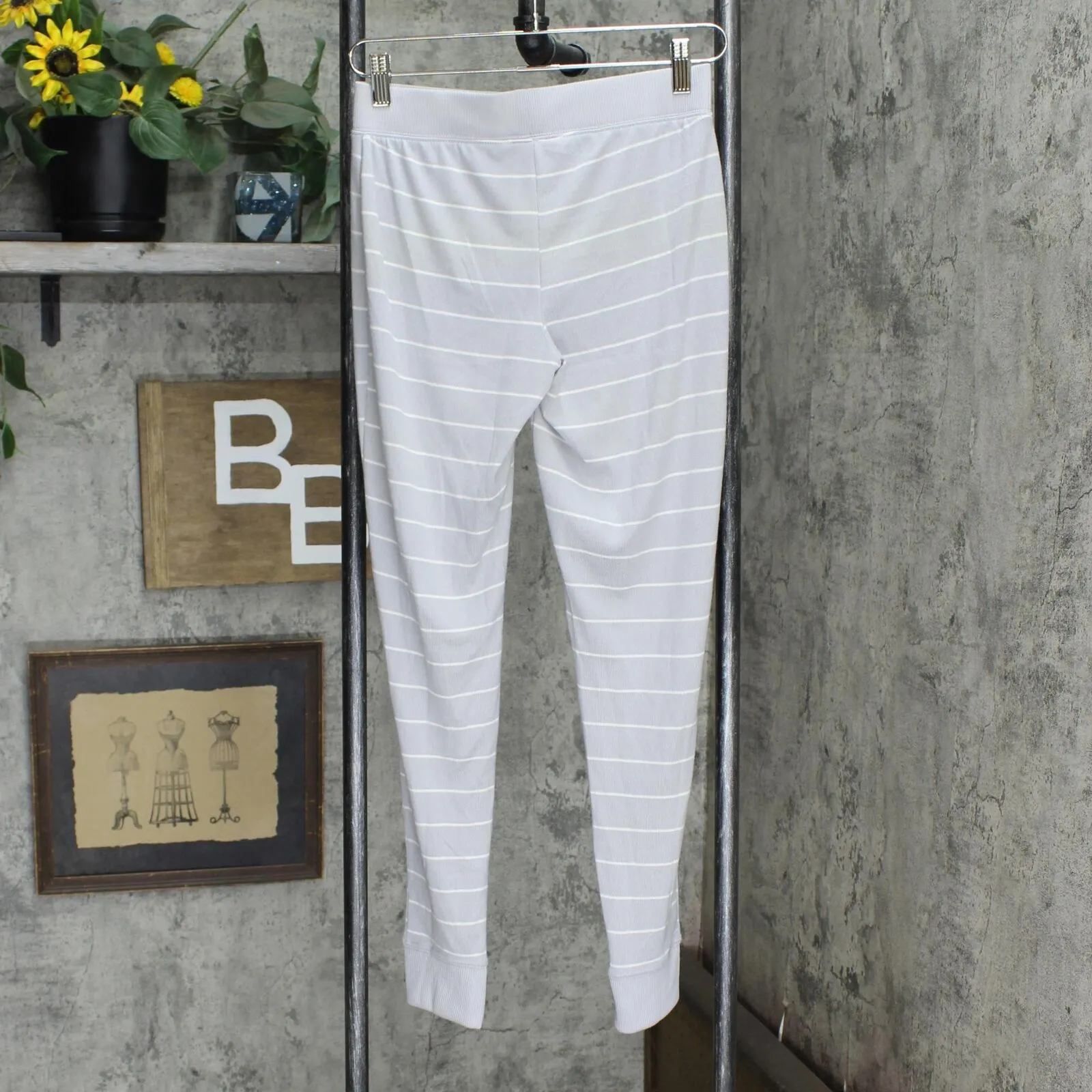 Stars Above Cozy Stripe Print Long Sleeve Top and Pants Pajama Set Gray Stripe S