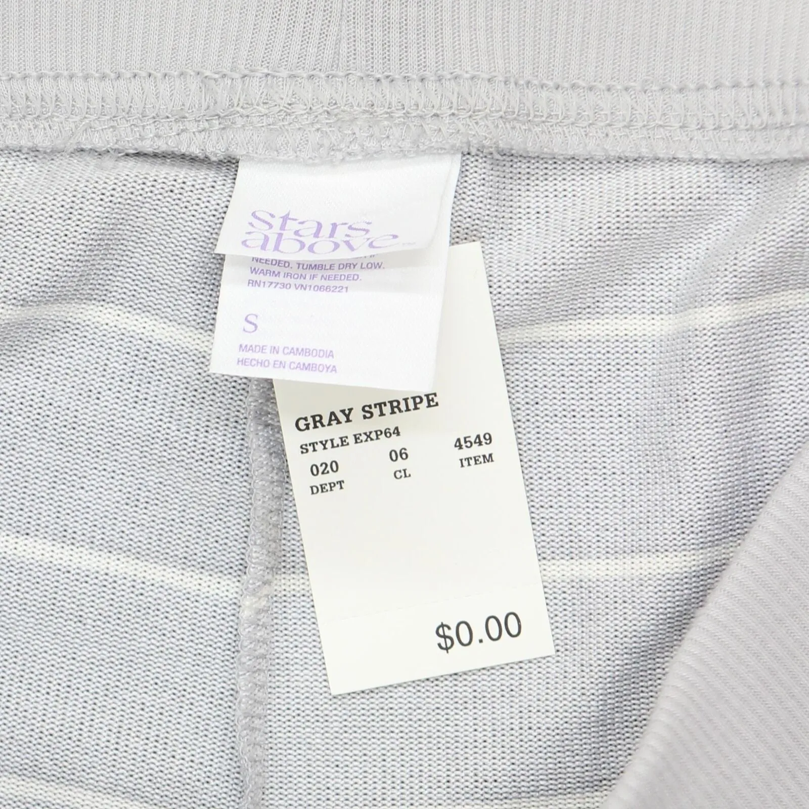 Stars Above Cozy Stripe Print Long Sleeve Top and Pants Pajama Set Gray Stripe S