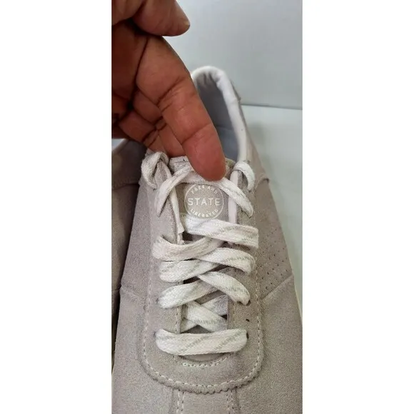 STATE FOOTWEAR Skateboard Sneakers Shoes Leland White Men's Sz 8M Lace Up Suede