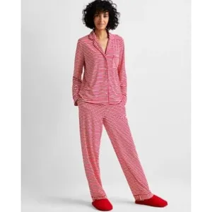 State of Day L Pajama Luxury Lounge Set Wide Leg Pants Soft Jersey Knit NEW
