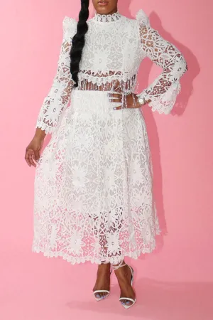 storexq Hollow-Out Lace Sophisticated Tassel Dress Suit