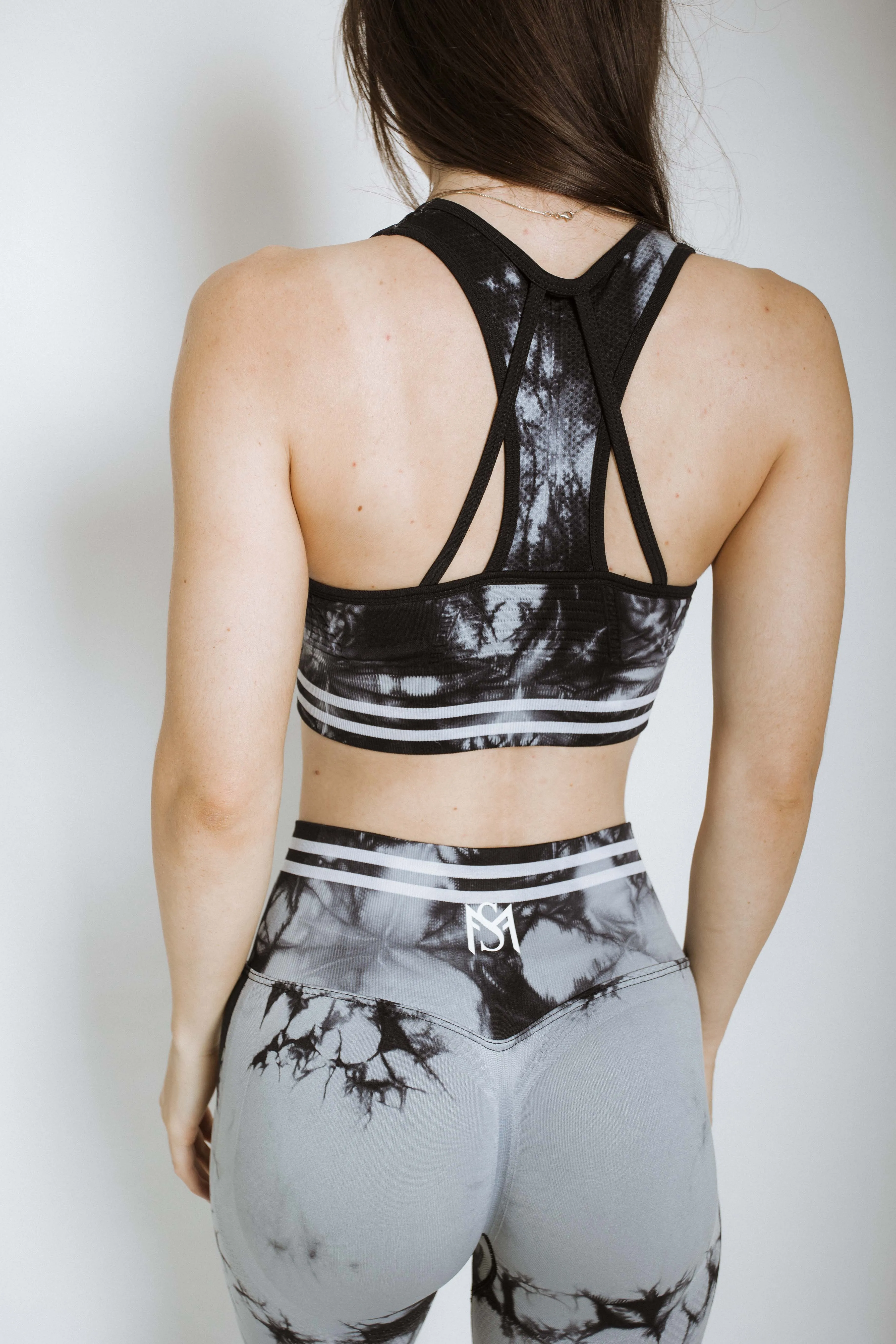Striped Performance Grey Sport Bra
