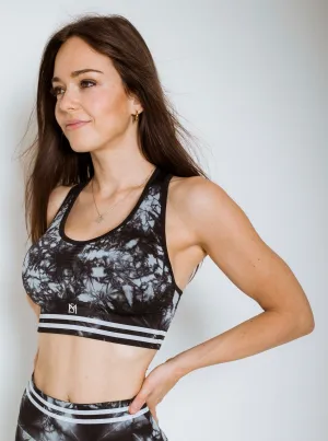 Striped Performance Grey Sport Bra