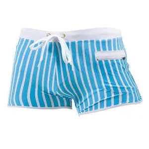 Stripes Zipper Pocket Swim Trunks