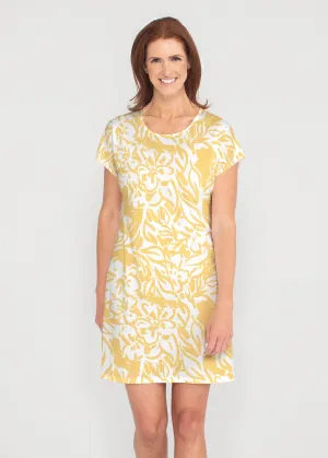 Summer Breeze Golden (8169) ~ French Terry Short Sleeve Crew Dress