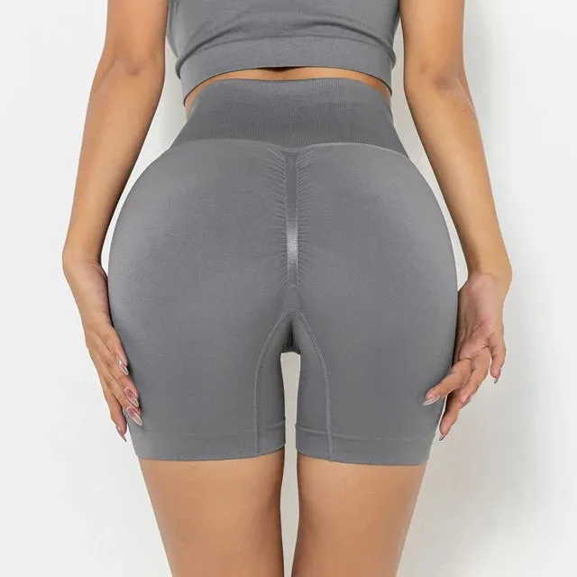 Summer Seamless Gym Shorts for Women - Ruched Booty High Waist Yoga Pants