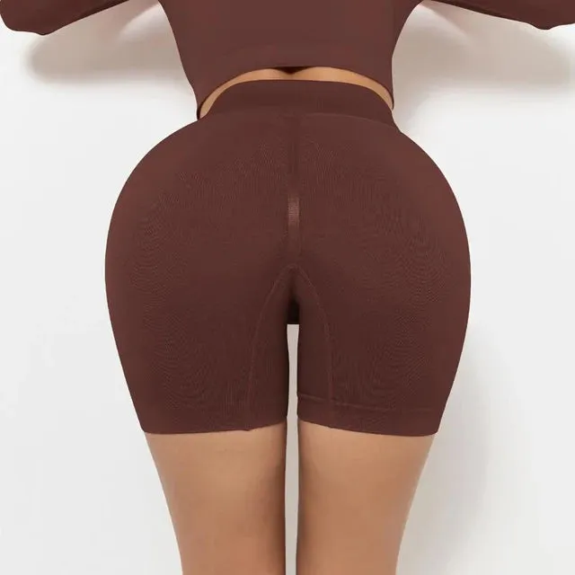 Summer Seamless Gym Shorts for Women - Ruched Booty High Waist Yoga Pants