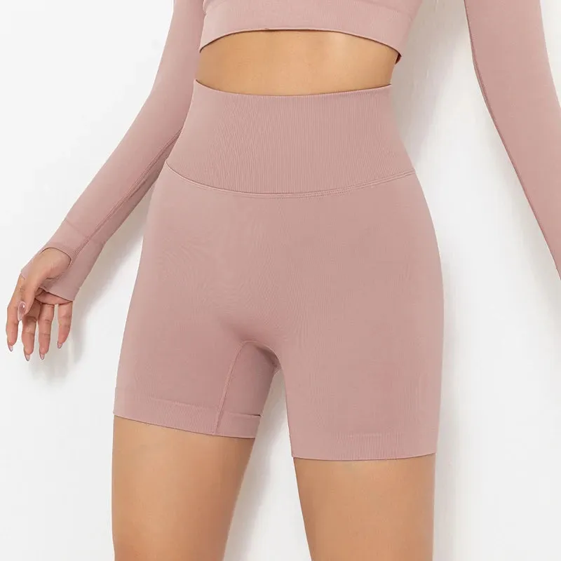 Summer Seamless Gym Shorts for Women - Ruched Booty High Waist Yoga Pants