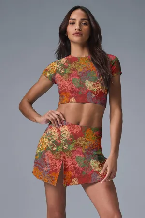 Sunset Bloom 2-Piece Set – Crop Top & Skort for Tennis, Pickleball & Activewear