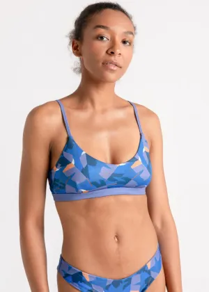 Surin Bikini Top mit Violet Feather Print