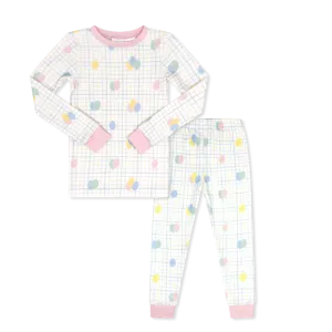 Sweet Pea PJ Set - Party Time Balloon Plaid, Park Pink
