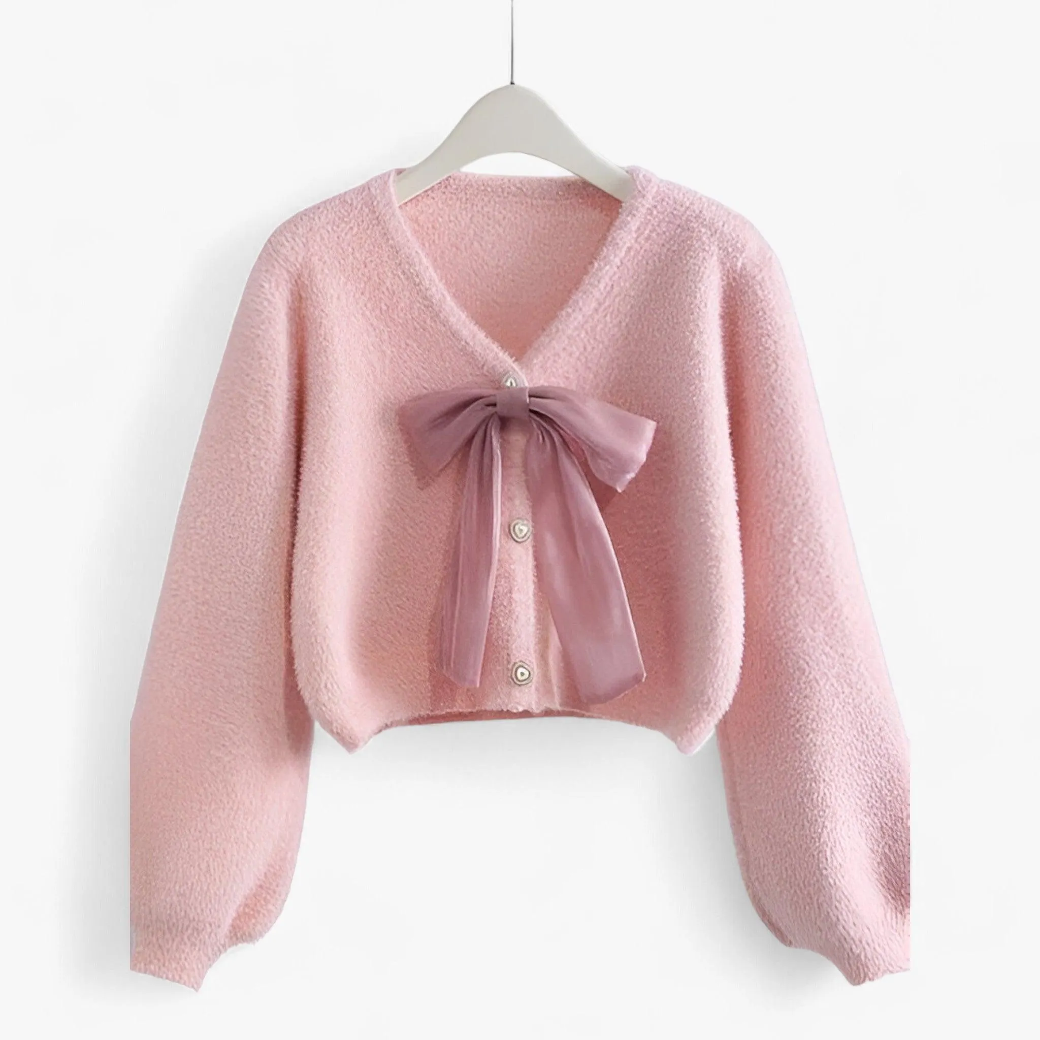 Sweet Pink Cardigan - Cozy layers with sophisticated accents