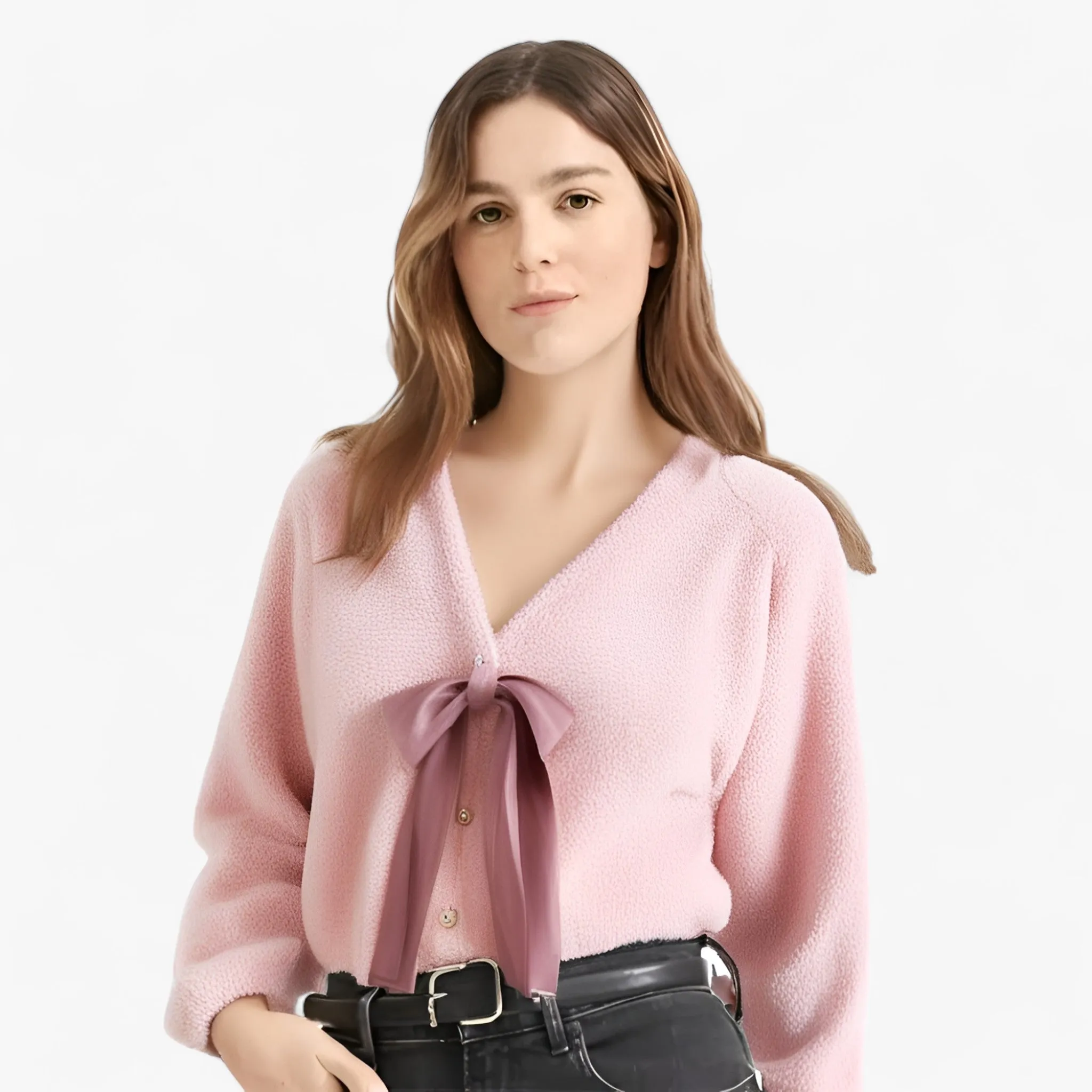 Sweet Pink Cardigan - Cozy layers with sophisticated accents
