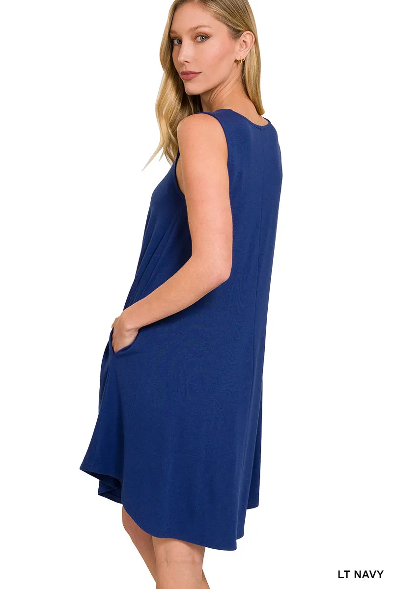 Swinging into Simple Life Dress in Light Navy