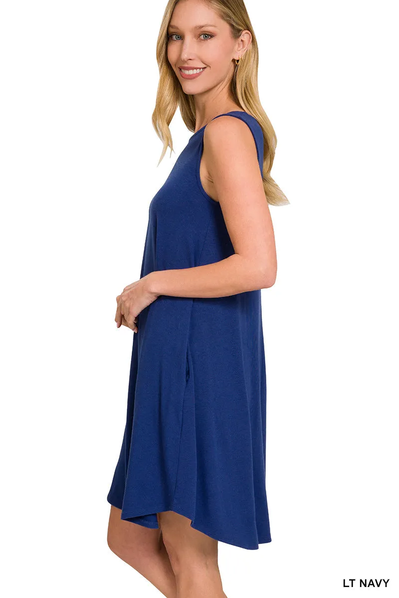 Swinging into Simple Life Dress in Light Navy