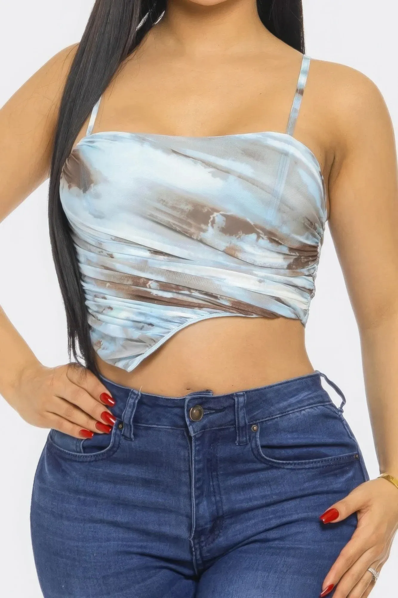 Swirl Mesh Print Top