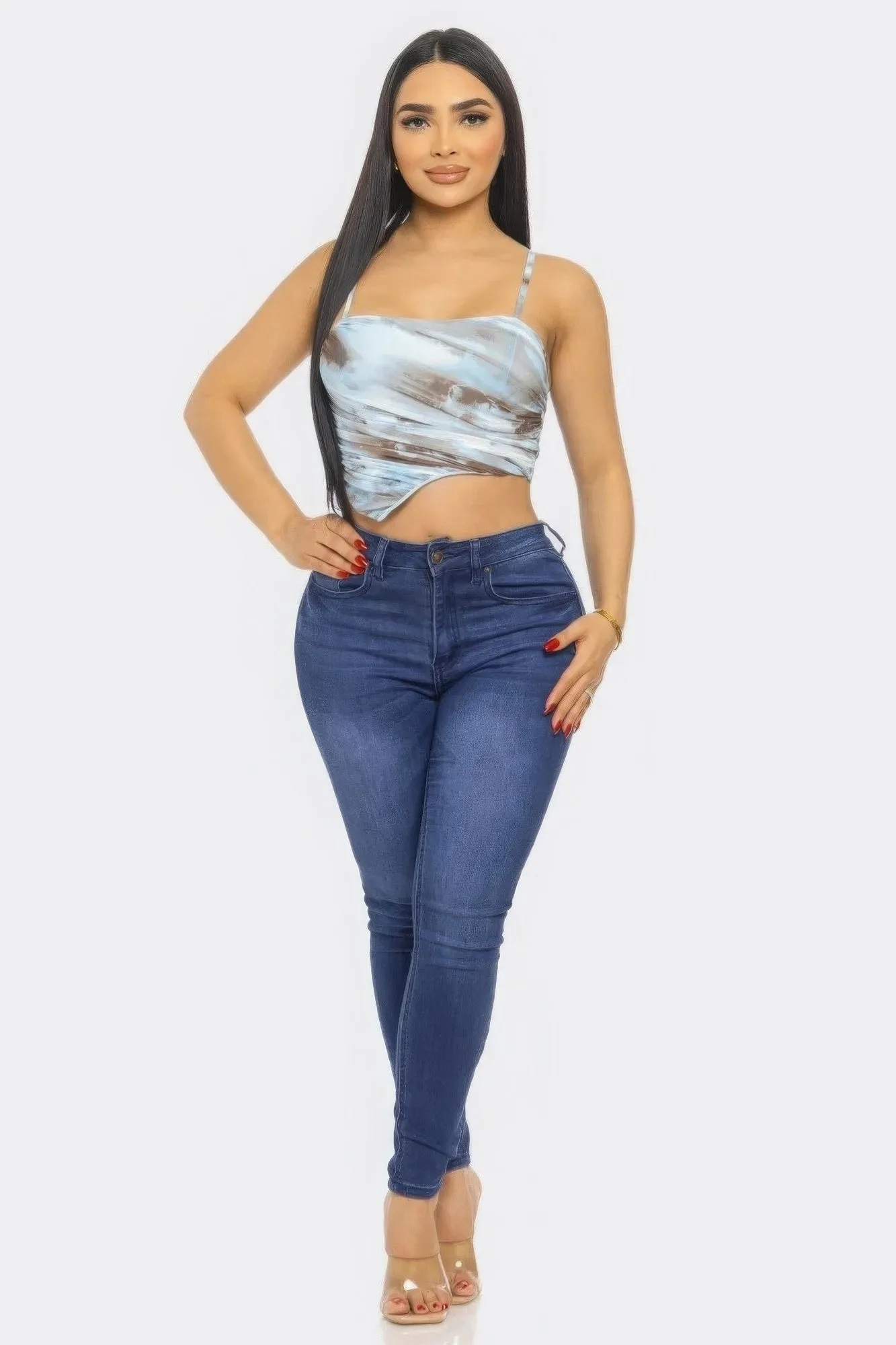 Swirl Mesh Print Top
