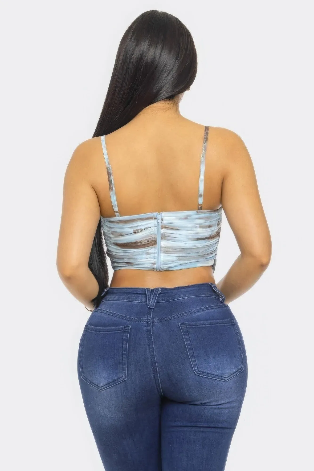 Swirl Mesh Print Top