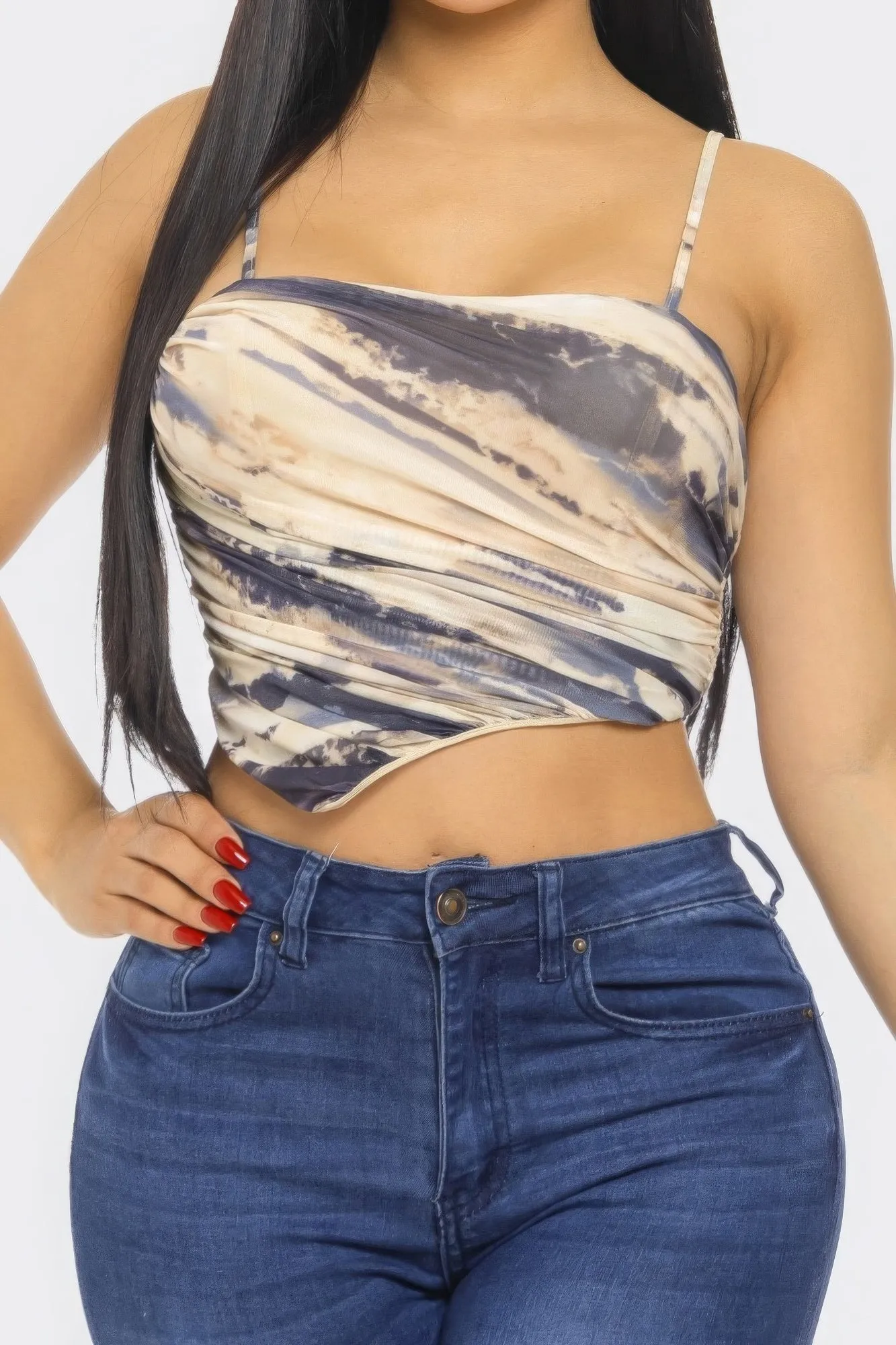 Swirl Mesh Print Top