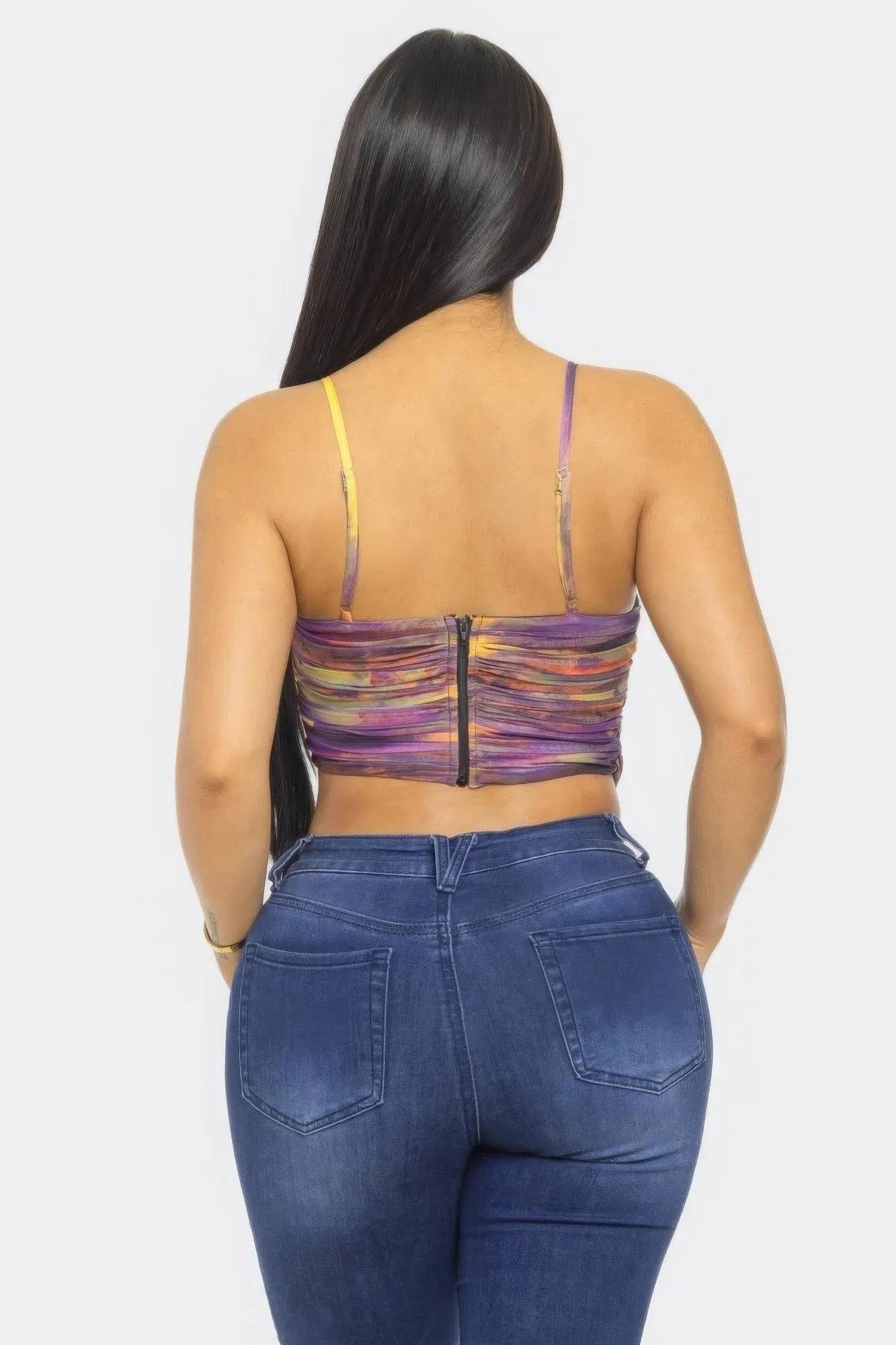Swirl Mesh Print Top