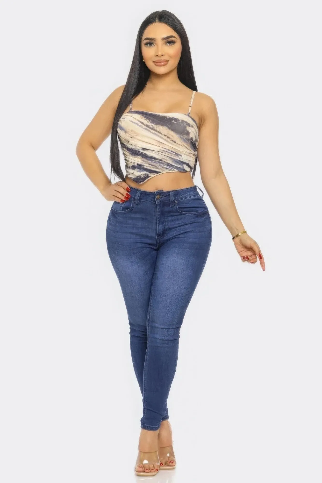 Swirl Mesh Print Top