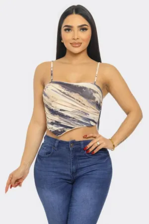 Swirl Mesh Print Top