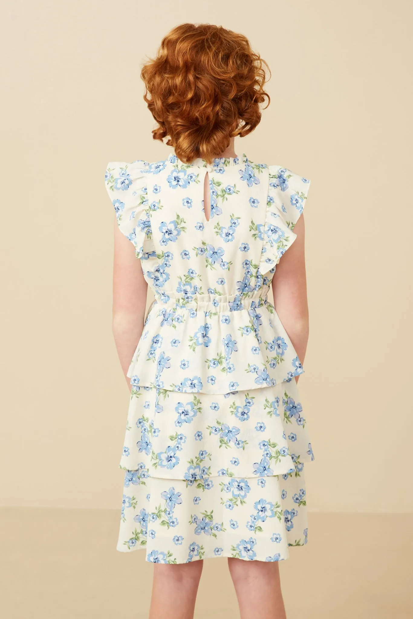 Textured Romantic Floral Split Tiered Dress