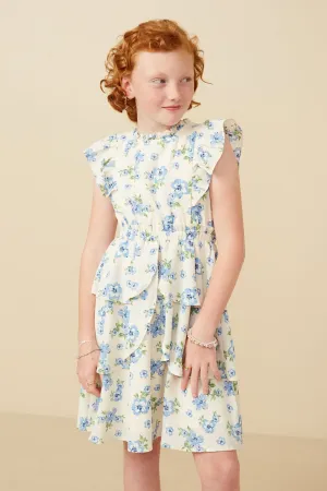 Textured Romantic Floral Split Tiered Dress