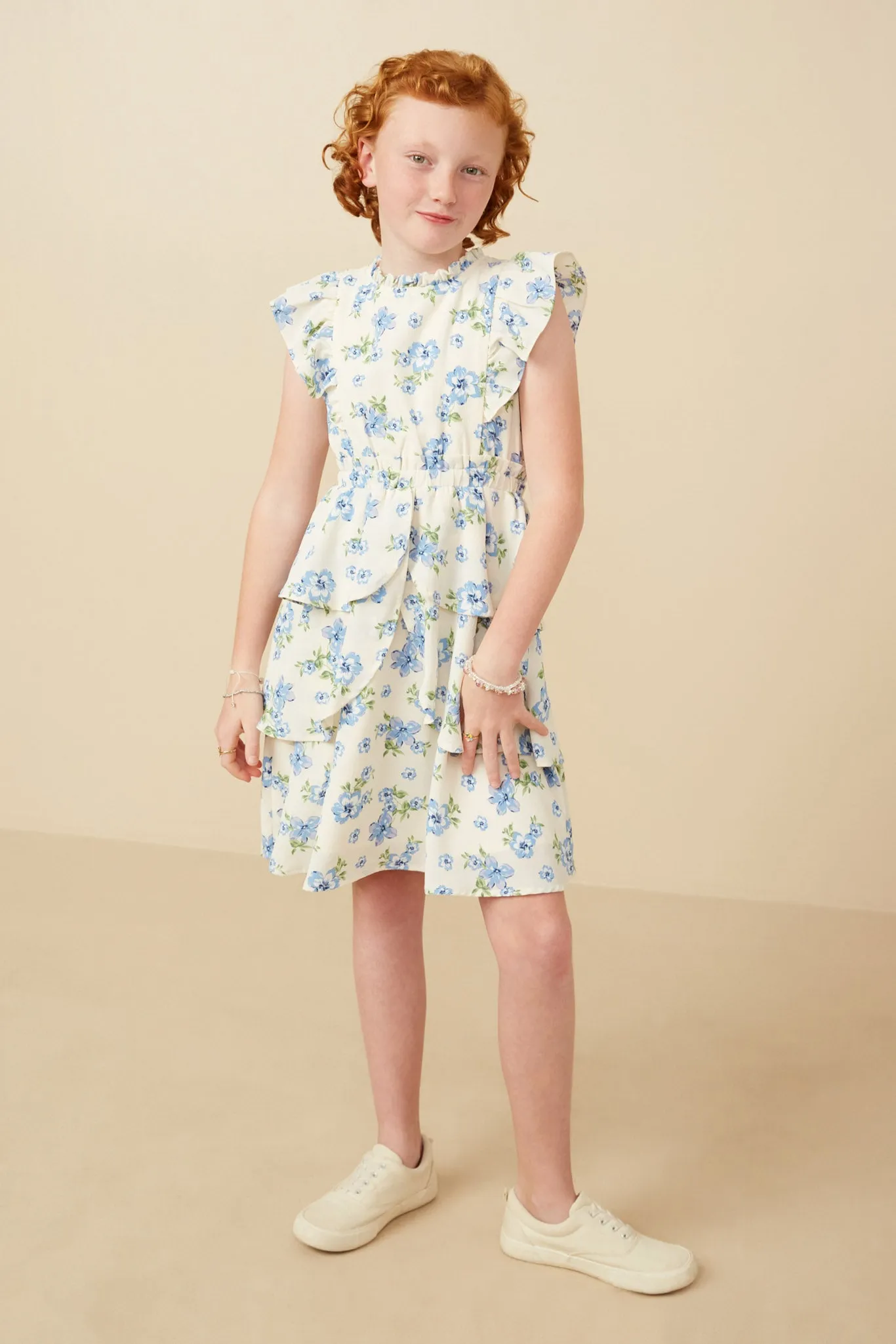Textured Romantic Floral Split Tiered Dress