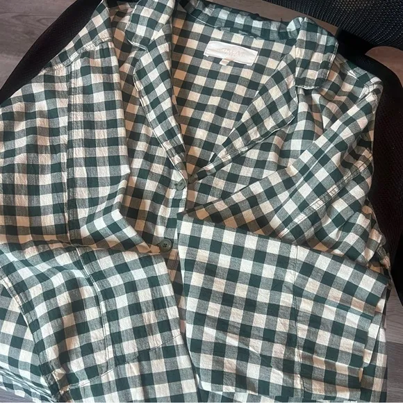 The Great The Pajama Buttondown Shirt Top Plaid Gingham Print Cotton Size XS