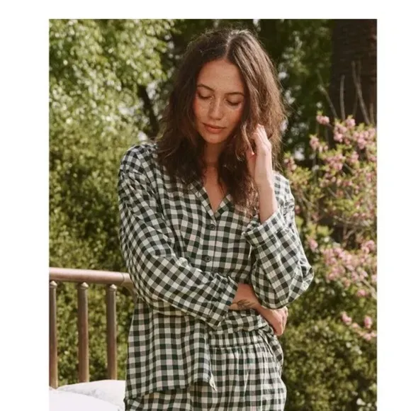 The Great The Pajama Buttondown Shirt Top Plaid Gingham Print Cotton Size XS