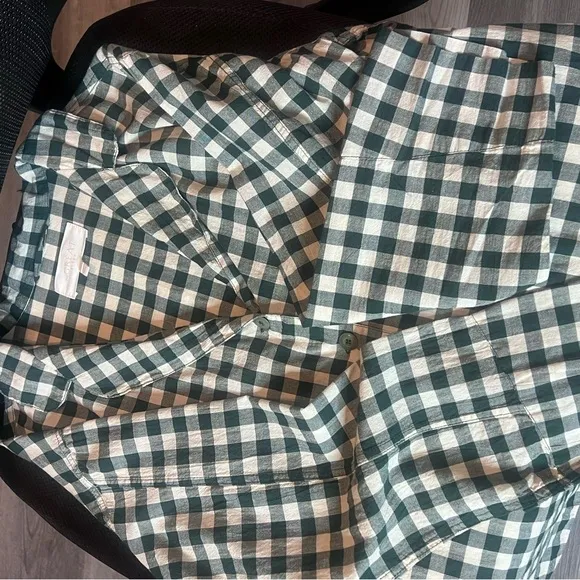 The Great The Pajama Buttondown Shirt Top Plaid Gingham Print Cotton Size XS