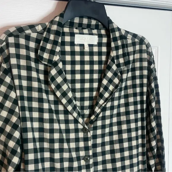 The Great The Pajama Buttondown Shirt Top Plaid Gingham Print Cotton Size XS
