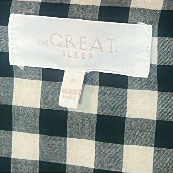 The Great The Pajama Buttondown Shirt Top Plaid Gingham Print Cotton Size XS
